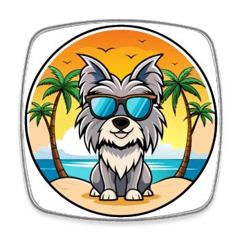 Skye Terrier Chien Race Dessin Animé Lunettes De Soleil Plage - Magnet carré - blanc - Devant