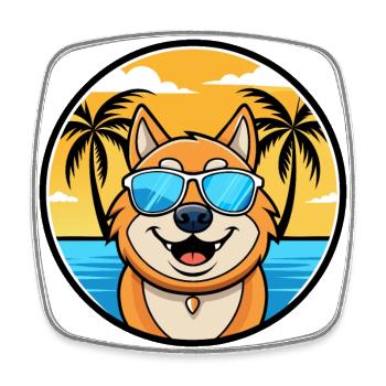 Plage de dessin animé de race de chien Ovcharka de Russie du Sud - Magnet carré - blanc - Devant