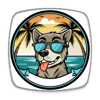 Stephens Cur Dog Breed Cartoon Sunglasses Beach - Square fridge magnet - white - Front
