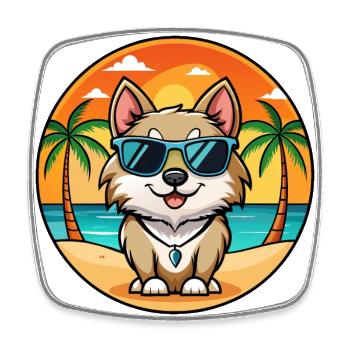 Suédois Lapon Race Chien Dessin Animé Lunettes De Soleil Plage - Magnet carré - blanc - Devant