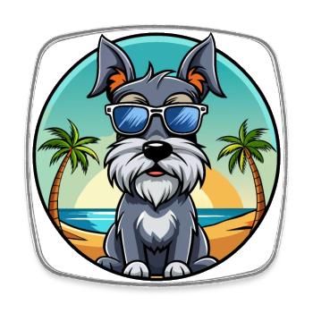 Standard Schnauzer Hunderasse Cartoon Sonnenbrille - Viereckiger Kühlschrankmagnet - Weiß - Vorne