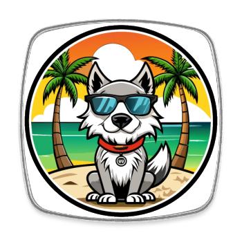 Taigan Kyrgyz Taighany Dog Breed Cartoon Beach - Square fridge magnet - white - Front