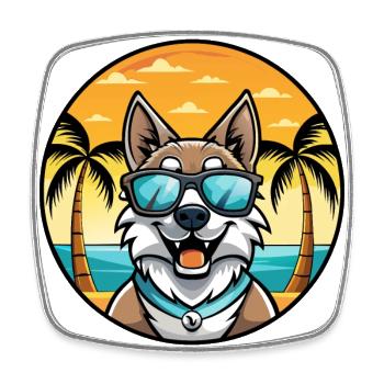 Tamaskan Dog Breed Cartoon Sunglasses Beach - Square fridge magnet - white - Front