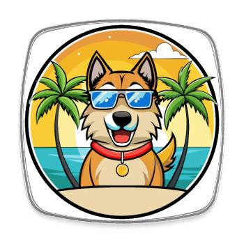 Schäferhund Rasse Cartoon Sonnenbrille Strand - Viereckiger Kühlschrankmagnet - Weiß - Vorne