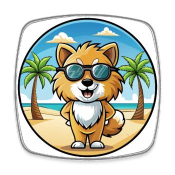 Spielzeug Deutscher Spitz Hund Rasse Cartoon Sonnenbrille Strand - Viereckiger Kühlschrankmagnet - Weiß - Vorne