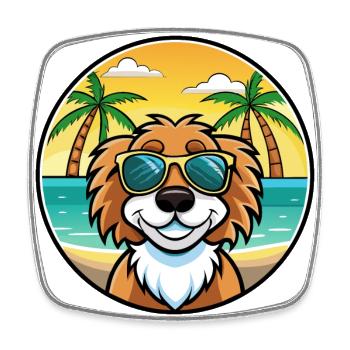 Stabyhoun Chien Race Dessin Animé Lunettes de Soleil Plage - Magnet carré - blanc - Devant