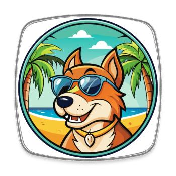 Taigan Dog Breed Cartoon Sunglasses Beach - Square fridge magnet - white - Front