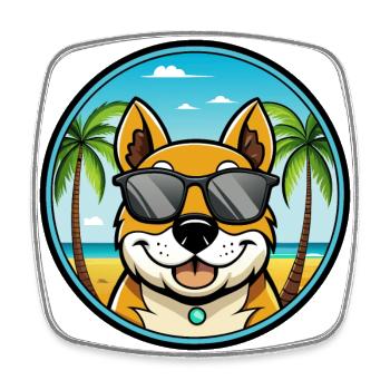 Strellufstover Dog Breed Cartoon Sunglasses Beach - Square fridge magnet - white - Front
