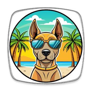 Thai Ridgeback Chien Race Dessin Animé Lunettes De Soleil Plage - Magnet carré - blanc - Devant