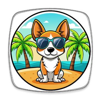 Spielzeug Foxterrier Hund Rasse Cartoon Sonnenbrille Strand - Viereckiger Kühlschrankmagnet - Weiß - Vorne