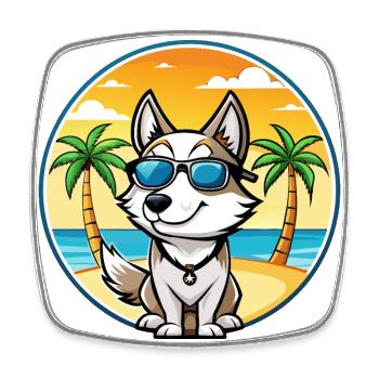Westsibirische Laika-Hunderasse Cartoon-Sonnenbrille - Viereckiger Kühlschrankmagnet - Weiß - Vorne