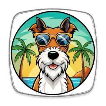 Fil Fox Terrier Chien Race Dessin Animé Lunettes De Soleil Plage - Magnet carré - blanc - Devant