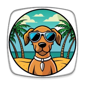 Vizsla Dog Breed Cartoon Sunglasses Beach - Square fridge magnet - white - Front