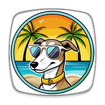 Whippet Hund Rasse Cartoon Sonnenbrille Strand - Viereckiger Kühlschrankmagnet - Weiß - Vorne