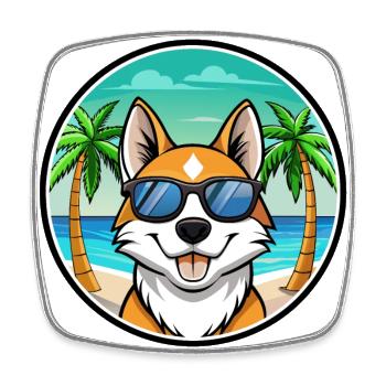 Sibirische Laika Hunderasse Cartoon Sonnenbrille Strand - Viereckiger Kühlschrankmagnet - Weiß - Vorne