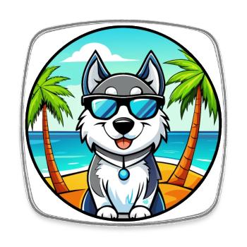 Alaskan Husky Chien Race Dessin Animé Lunettes De Soleil Plage - Magnet carré - blanc - Devant