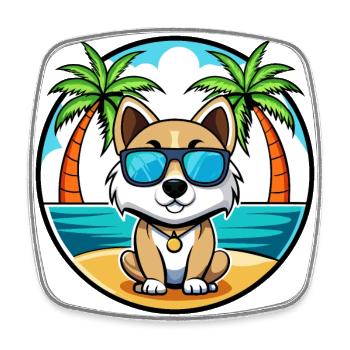 Akbash Hunderasse Cartoon Sonnenbrille Strand - Viereckiger Kühlschrankmagnet - Weiß - Vorne