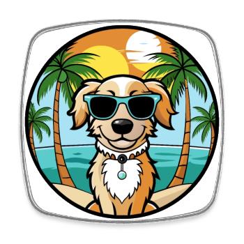 Alpine Spaniel Dog Breed Cartoon Sunglasses Beach - Square fridge magnet - white - Front