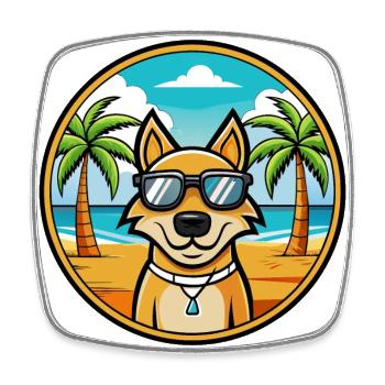 Ariegeois Chien Race Dessin Animé Lunettes de Soleil Plage - Magnet carré - blanc - Devant