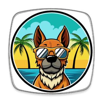 Aryan Molossus Chien Race Dessin Animé Lunettes De Soleil Plage - Magnet carré - blanc - Devant