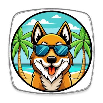 Baskischer Schäferhund Hunderasse Cartoon Sonnenbrille Strand - Viereckiger Kühlschrankmagnet - Weiß - Vorne