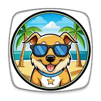 Aidi Chien Race Dessin Animé Lunettes De Soleil Plage - Magnet carré - blanc - Devant