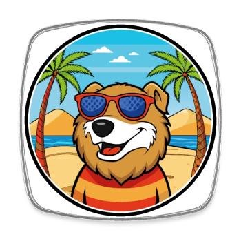 Armenischer Gampr Hund Rasse Cartoon Sonnenbrille Strand - Viereckiger Kühlschrankmagnet - Weiß - Vorne
