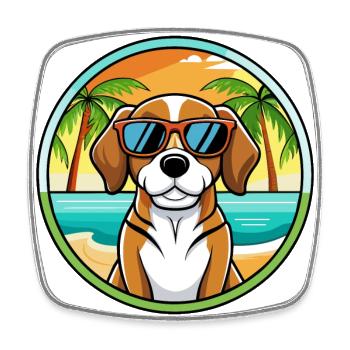 Beagle Harrier Hunderasse Cartoon Sonnenbrille Strand - Viereckiger Kühlschrankmagnet - Weiß - Vorne