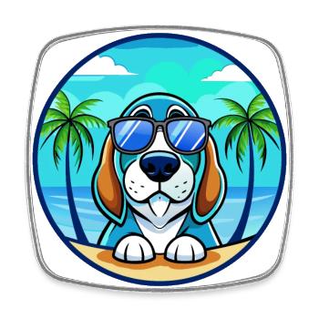 Lunettes de soleil de dessin animé Blue Gascony Basset Dog Breed - Magnet carré - blanc - Devant