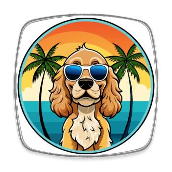 Cocker américain Spaniel Race de chien Cartoon Beach - Magnet carré - blanc - Devant