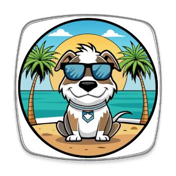 Argentino Chien Race Dessin Animé Lunettes De Soleil Plage - Magnet carré - blanc - Devant