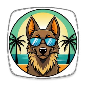 Chien de berger belge race dessin animé lunettes de soleil plage - Magnet carré - blanc - Devant