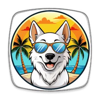 Berger Blanc Suisse Hunderasse Cartoon Sonnenbrille - Viereckiger Kühlschrankmagnet - Weiß - Vorne