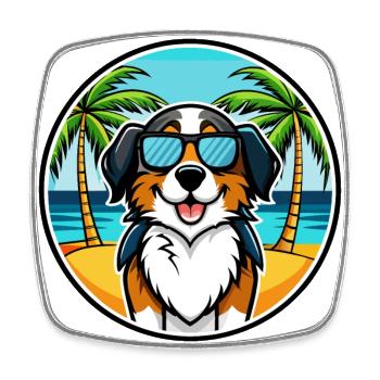 Berner Laufhund Dog Breed Cartoon Sunglasses Beach - Square fridge magnet - white - Front