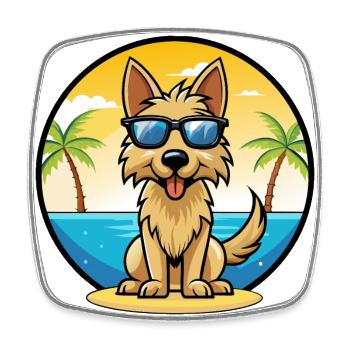 Berger Picard Hunderasse Cartoon Sonnenbrille Strand - Viereckiger Kühlschrankmagnet - Weiß - Vorne