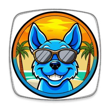 Blue Heeler Dog Breed Cartoon Sunglasses Beach - Square fridge magnet - white - Front