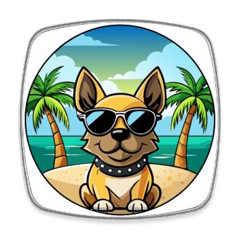 Braque Francais Dog Breed Cartoon Sunglasses Beach - Square fridge magnet - white - Front