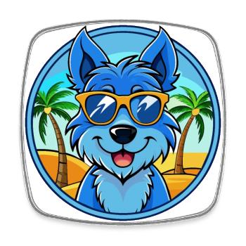 Blue Paul Terrier Chien Race Dessin Animé Lunettes De Soleil Plage - Magnet carré - blanc - Devant