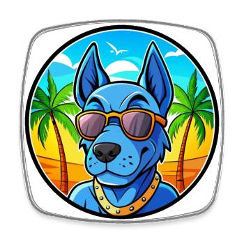 Lunettes de soleil de dessin animé Blue Thai Ridgeback Dog Breed - Magnet carré - blanc - Devant