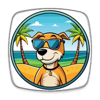 Auvergne Pointing Dog Breed Cartoon Sunglass Beach - Square fridge magnet - white - Front