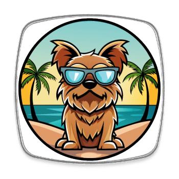 Brüsseler Griffon Hunderasse Cartoon Sonnenbrille Strand - Viereckiger Kühlschrankmagnet - Weiß - Vorne
