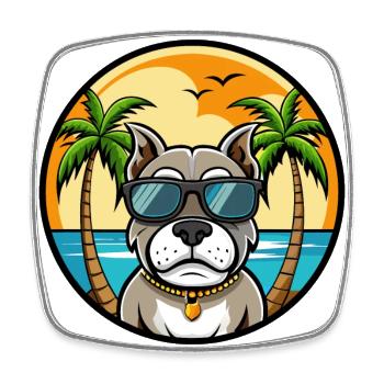 Bully Kutta Chien Race Dessin Animé Lunettes De Soleil Plage - Magnet carré - blanc - Devant