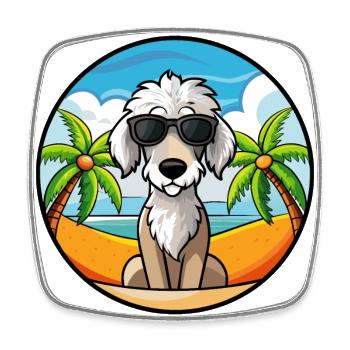 Bedlington Terrier Hunderasse Cartoon Sonnenbrille - Viereckiger Kühlschrankmagnet - Weiß - Vorne