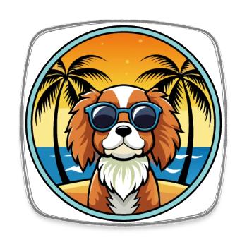 Cavalier King Charles Spaniel Race Chien Dessin animé - Magnet carré - blanc - Devant
