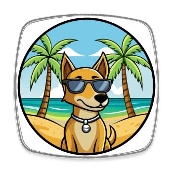 Cretan Hound Dog Breed Cartoon Sunglasses Beach - Square fridge magnet - white - Front