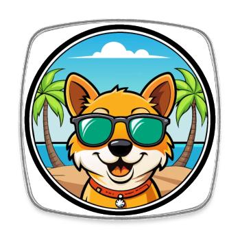Cursinu Dog Breed Cartoon Sunglasses Beach - Square fridge magnet - white - Front