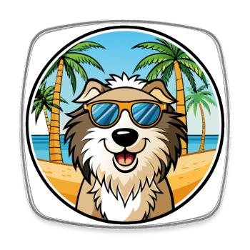 Kroatische Schäferhundrasse Cartoon Sonnenbrille Strand - Viereckiger Kühlschrankmagnet - Weiß - Vorne