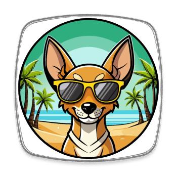 Cirneco Dell Etna Dog Breed Cartoon Sunglass Beach - Square fridge magnet - white - Front