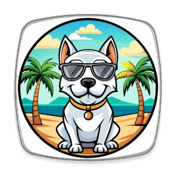 Dogue Argentino Chien Race Dessin Animé Lunettes De Soleil Plage - Magnet carré - blanc - Devant