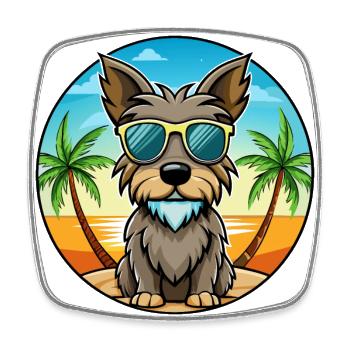 Cesky Terrier Hunderasse Cartoon Sonnenbrille Strand - Viereckiger Kühlschrankmagnet - Weiß - Vorne